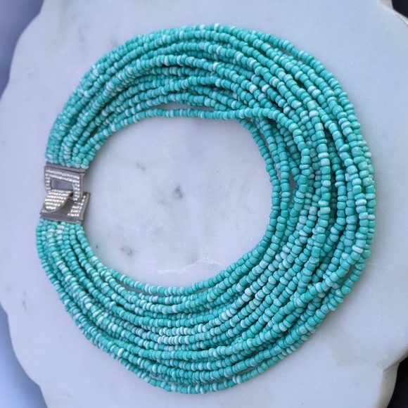 Turquoise Beaded Multistrand Necklace - Picture 6 of 7